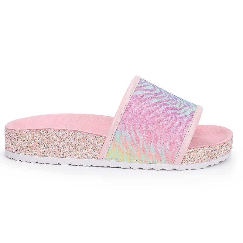 Miss Elsa Slide in Zebra Rainbow Glitter - Kids