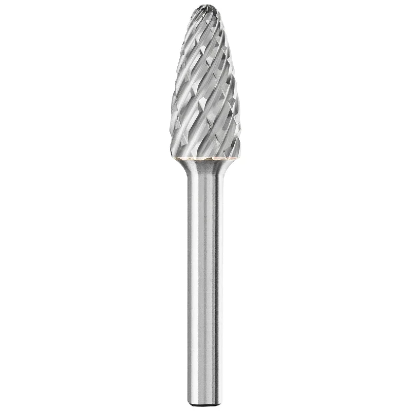 Carbide Bur - Tree Shape, STEEL Cut 1/2" x 1" x 1/4" Shank - SF-5