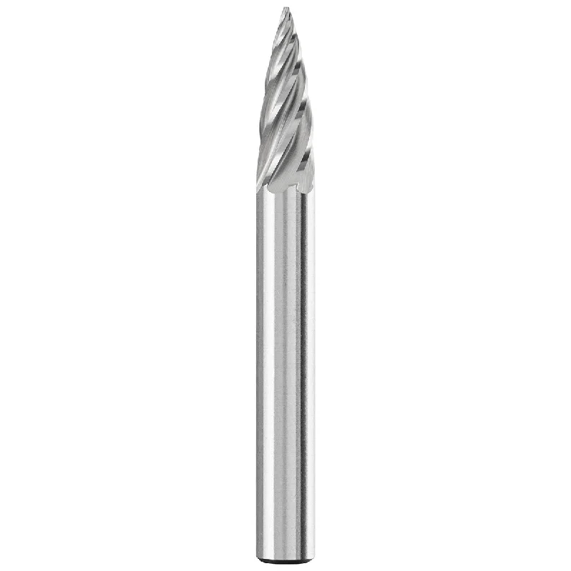 Carbide Bur - Tree Shape (Pointed), INOX Cut 1/4" x 5/8" x 1/4" Shank - SG-1