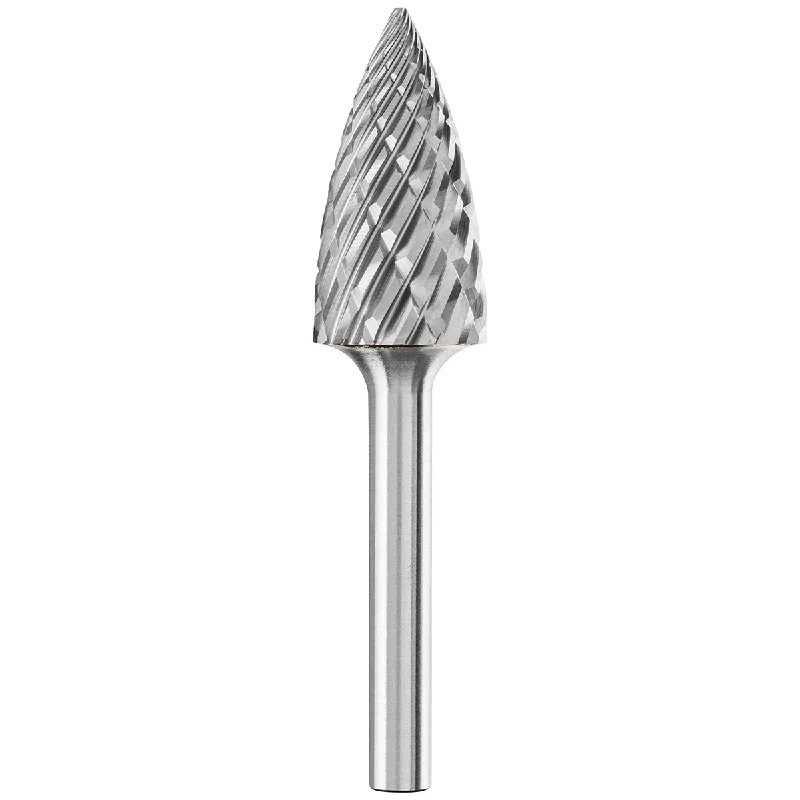 Carbide Bur - Tree Shape (Pointed), STEEL Cut 5/8" x 1" x 1/4" Shank - SG-6