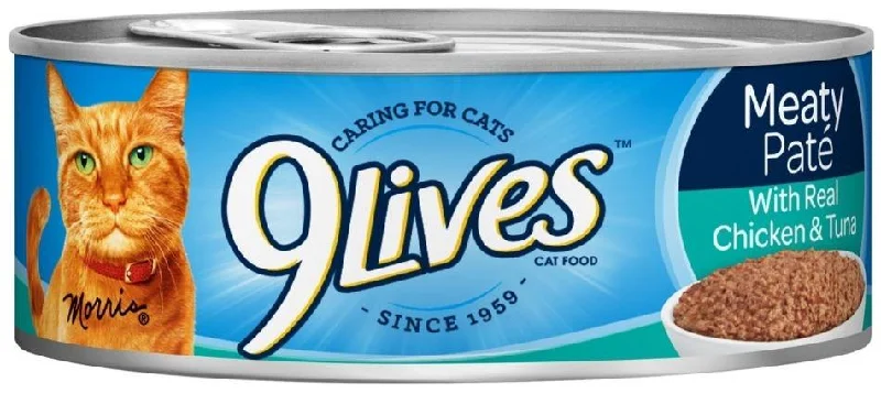 9 Lives Meaty Pate with Chicken and Tuna Dinner Canned Cat Food