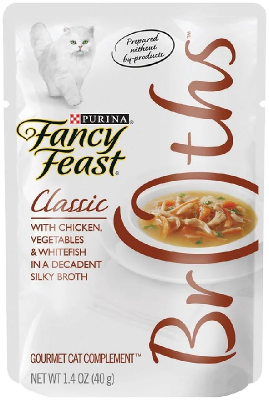 Fancy Feast Broths Classic Chicken, Vegetables & Whitefish Supplemental Cat Food Pouches