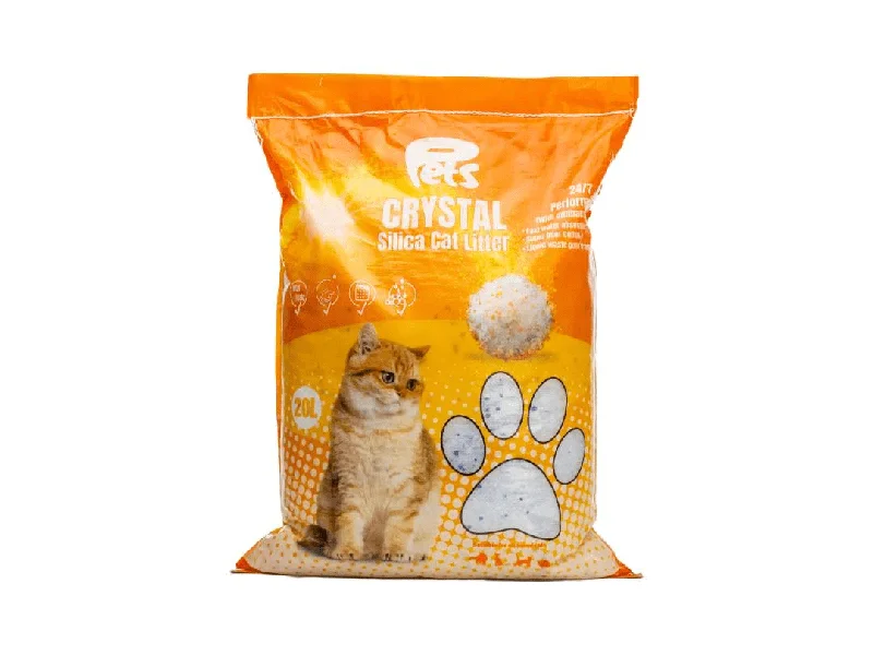 Pets Crystal Silica 20L Cat Litter 1-8mm 8.4kg