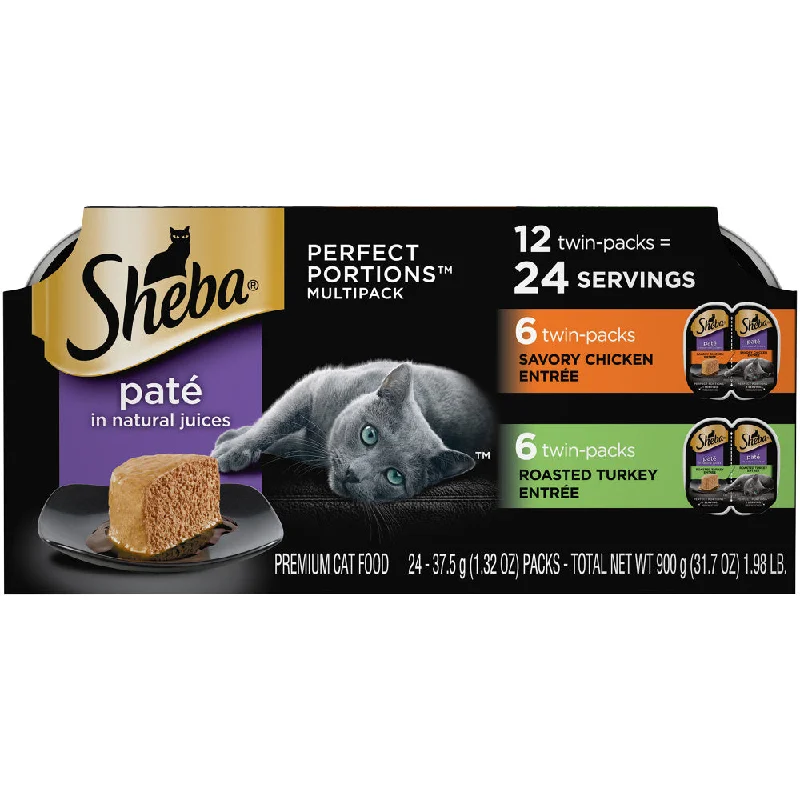 Sheba Pat Variety Pack Savory Chicken & Roasted Turkey Entres Perfect Portions Twin Pack Wet Cat Food