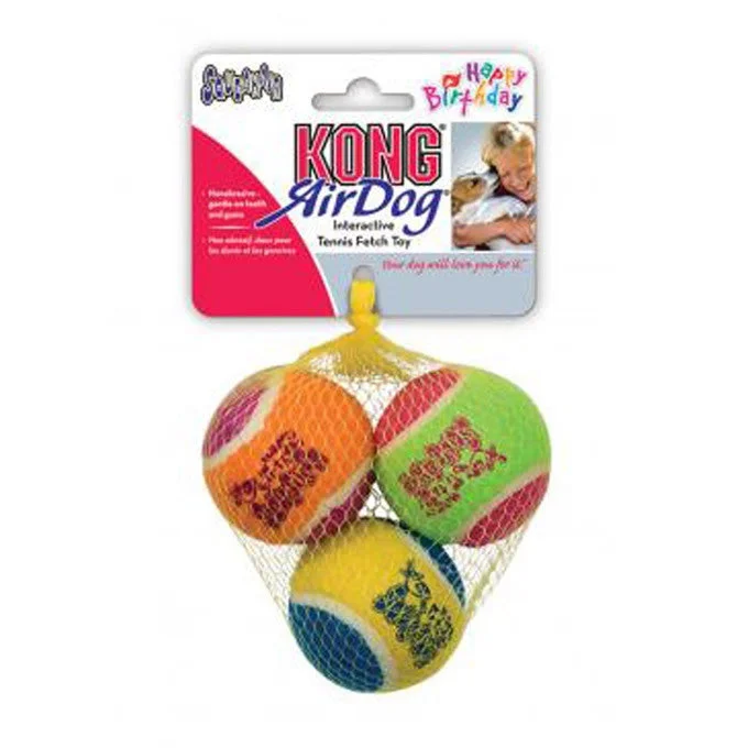 3 Pack Medium Assorted KONG Birthday Fetch Balls