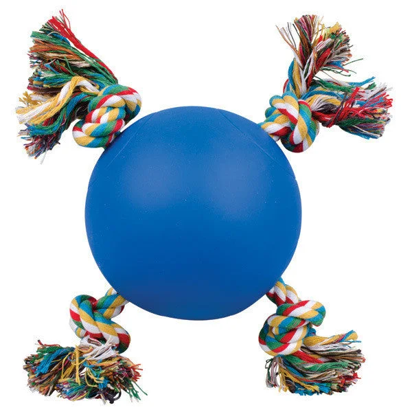 5 Inch Blue Tuggy Ball With Rope Dog Toy