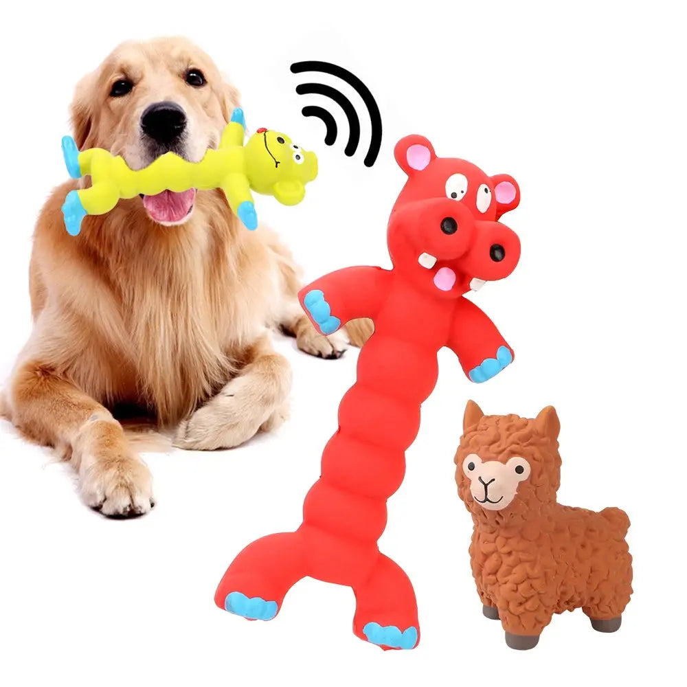 Animal-Shaped Squeaky Rubber Chew Toy for Pets