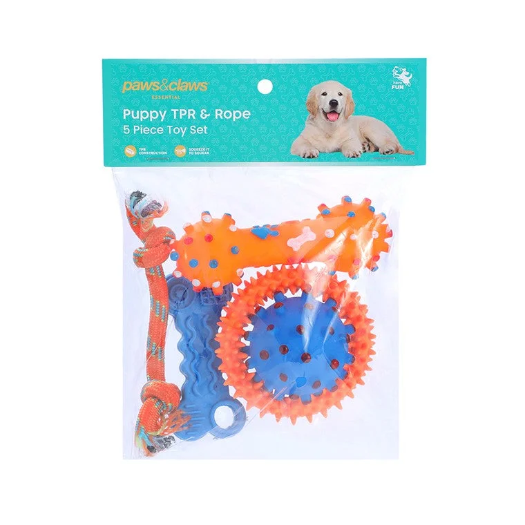 Puppy TPR & Rope Set, 5pc