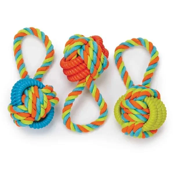 Chomper Rope Ball Tug With TPR Rings Dog Toy