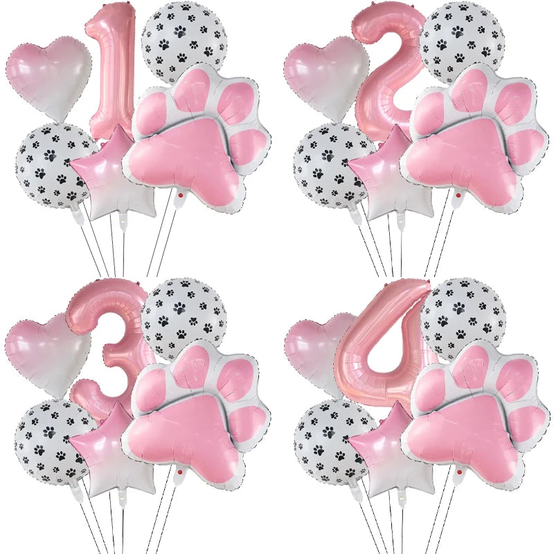 Dog Paw Party Pink Aluminum Balloons