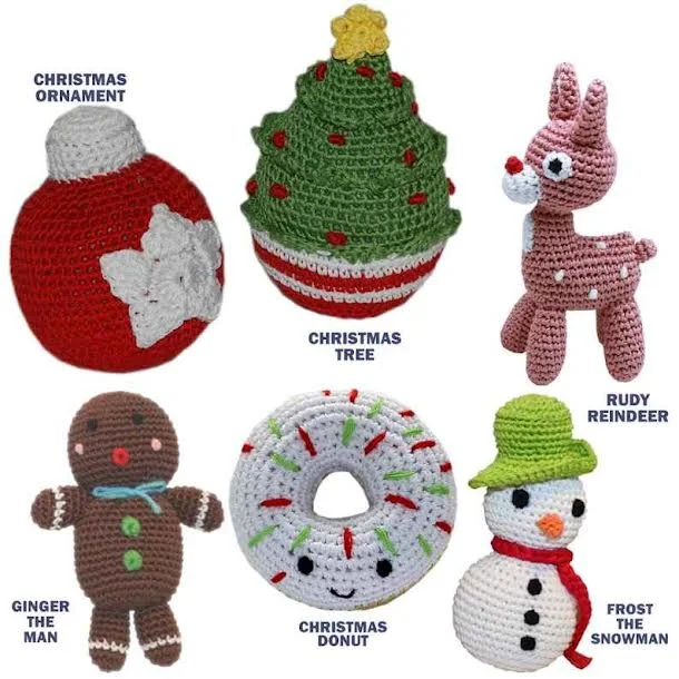 Knit Knacks Organic Cotton Pet& Dog Toys, "Christmas Group"