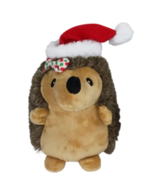 Multipet Hedgehog with Red Santa Hat Plush Holiday Dog Toy