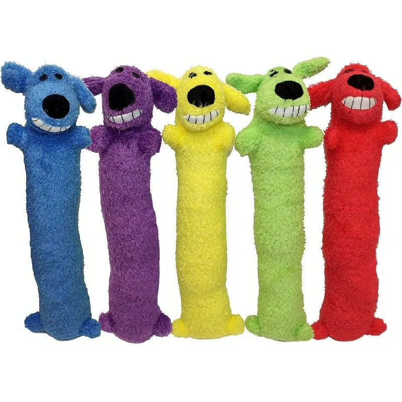 Multipet Plush Loofa Dog Toy, 18", Colors May Vary