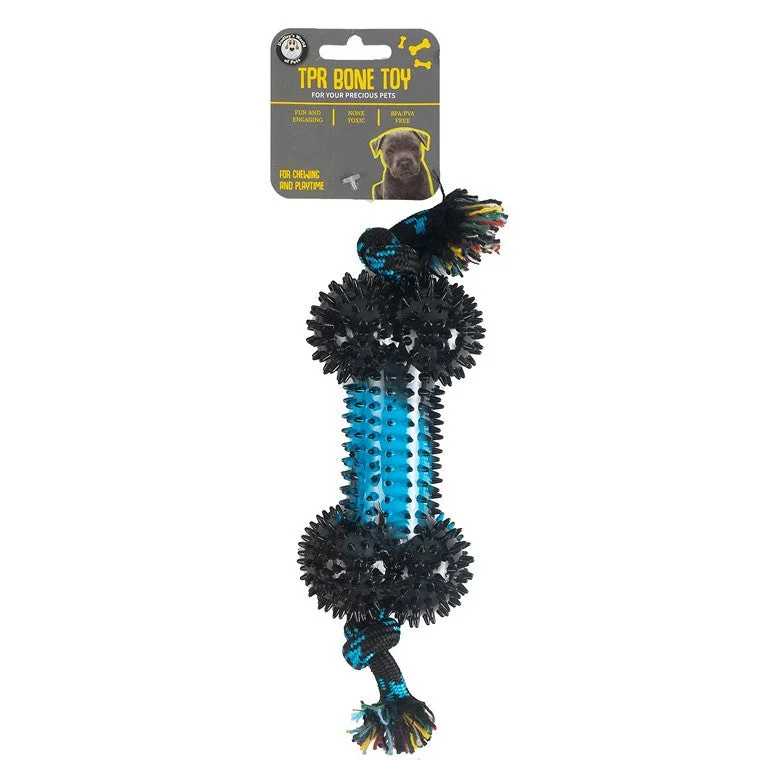 TPR Bone and Rope w/ Spiky Ends, 30cm, 2 Asstd Colours