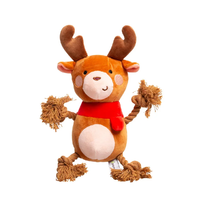 Pearhead Reindeer Rope & Plush Holiday Dog Toy