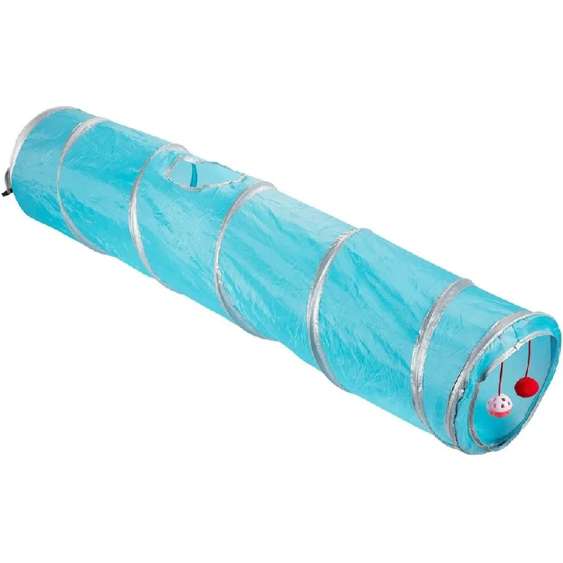 Teal Blue Dog and Cat Agility Tunnel for Outdoor Pets Training and Exercise, 9.75 X 47 In.