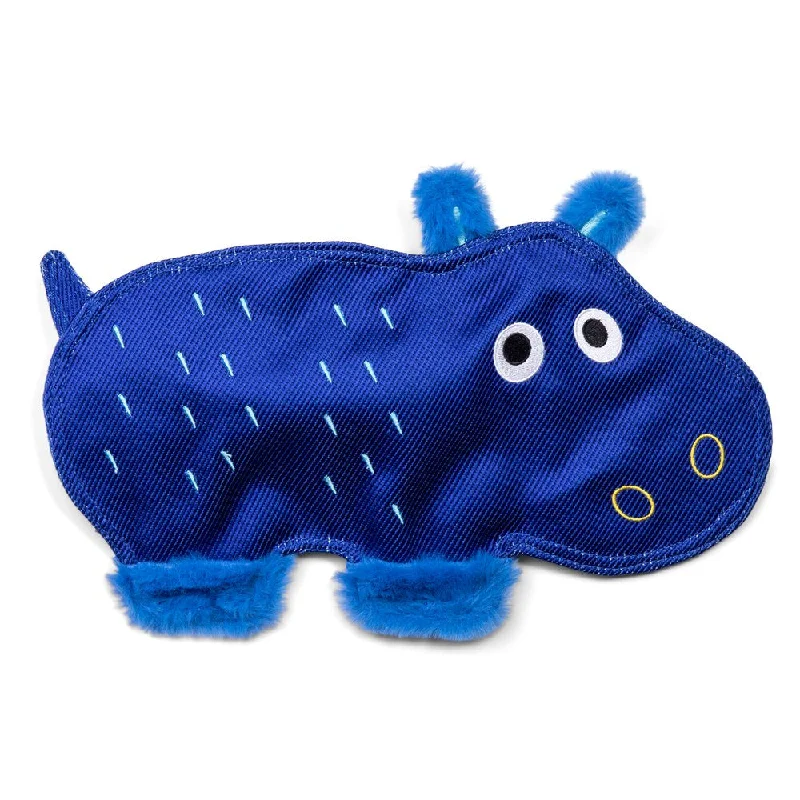 The Dodo Stuffingless Hippo Dog Crinkle Chew Toy, Blue, Durable Ballistic Nylon Dog Toy