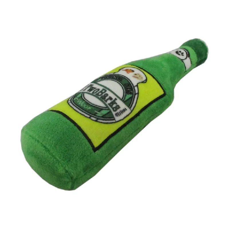 Vibrant Life Cozy Buddy Woof Bottle Dog Toy, Green, Chew Level 3