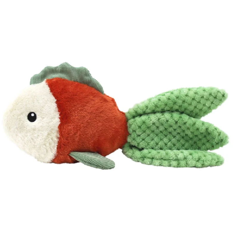 Vibrant Life Safe & Stimulating Cozy Buddy Goldfish Dog Toy - GRS Certified, Chew Level 2, Large