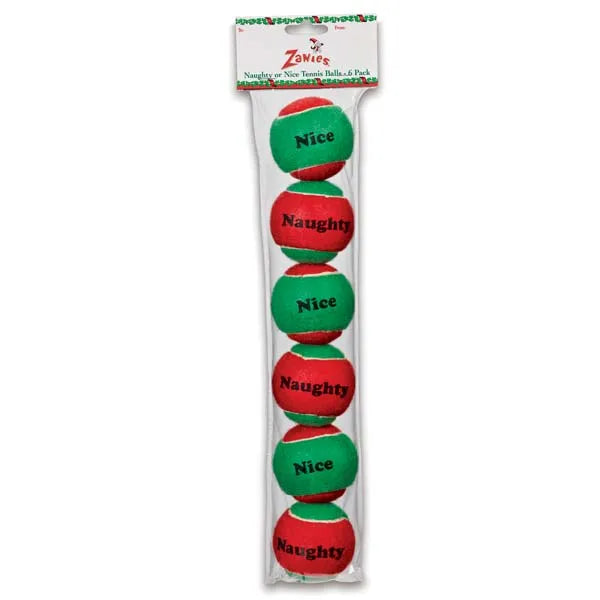 Zanies Naughty Or Nice Tennis Balls 6-Packs