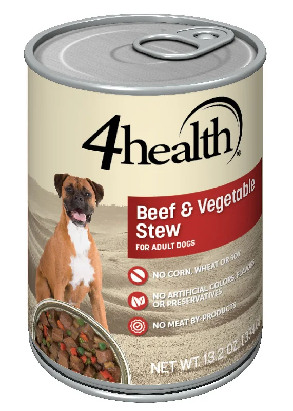 Best dog food for large breed puppies with balanced calcium and protein levels-4health with Wholesome Grains Beef & Vegetable Stew Canned Dog Food, 13.2 oz.