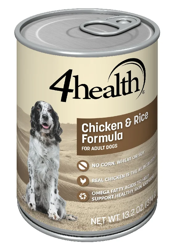 Wet dog food with real meat for a flavorful and hydrating option-4health with Wholesome Grains Chicken & Rice Formula Canned Dog Food, 13.2 oz.