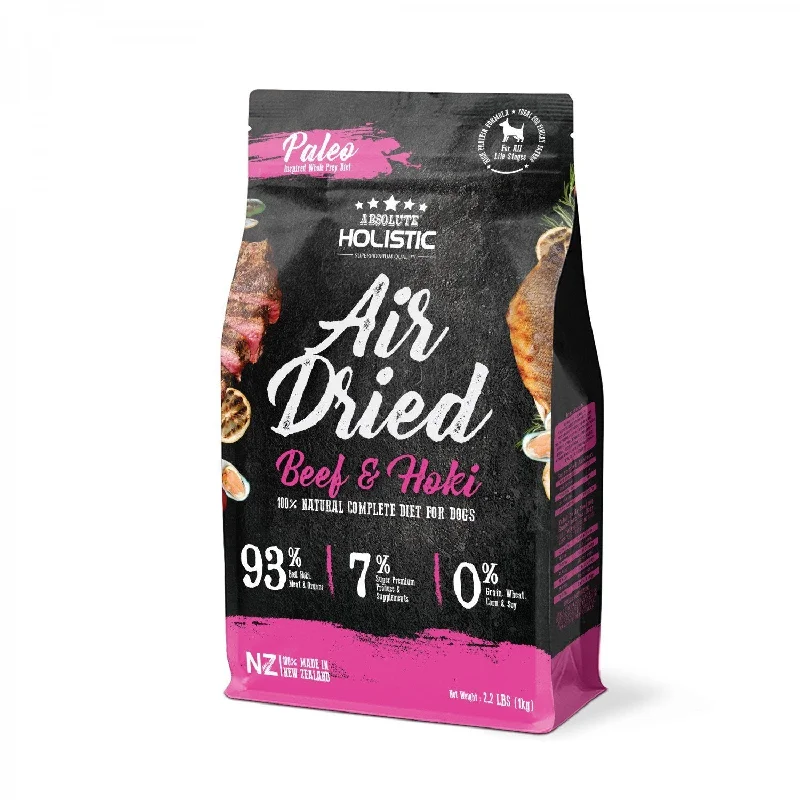 Best dog food with beef as the main protein source for muscle health-Absolute Holistic Air Dried Dog Food Beef and Hoki 1kg