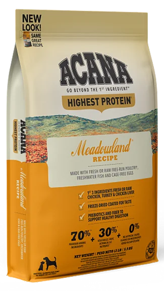 Healthy dog food with omega-3 fatty acids for shiny coats-ACANA Dry Food: Meadowland Recipe