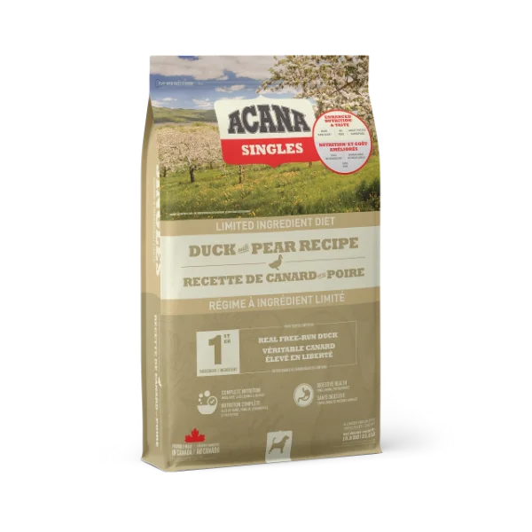 Premium dog food with freeze-dried raw pieces for added nutrients-Acana Duck and Pear Dry Dog Food