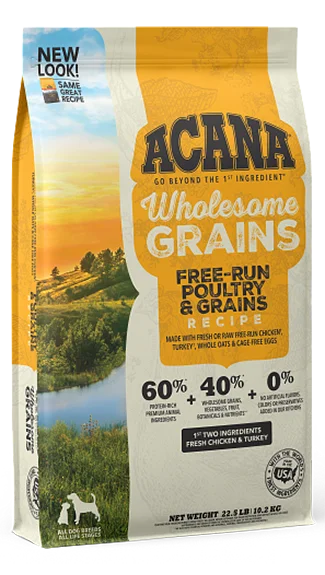 Wet dog food with lamb and rice for easy digestion and flavor-ACANA Dry Food with Wholesome Grains: Free-Run Poultry Recipe