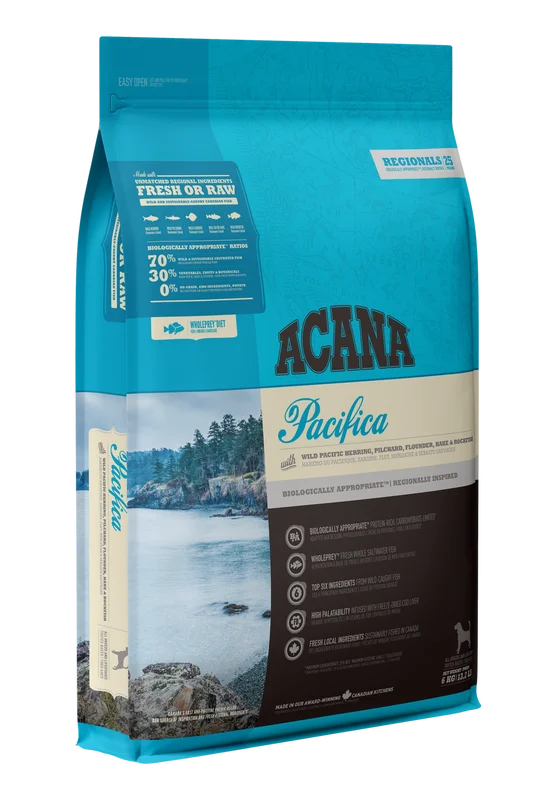 High-quality dog food with prebiotics to promote good gut health-Acana Pacifica Dry Dog Food