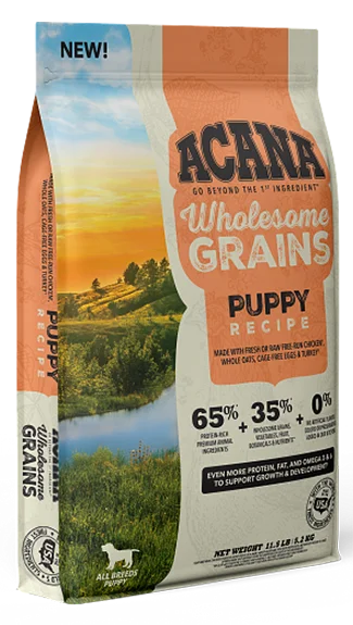 Grain-free dog food with salmon and sweet potato for sensitive dogs-ACANA Dry Food with Wholesome Grains: Puppy Recipe