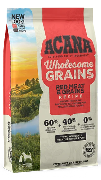 Best dog food with probiotics to support digestion and immune system-ACANA Dry Food with Wholesome Grains: Red Meat Recipe