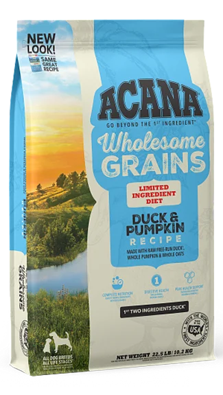 High-quality dog food with lamb for sensitive stomachs and healthy digestion-ACANA Singles with Wholesome Grains: Duck & Pumpkin