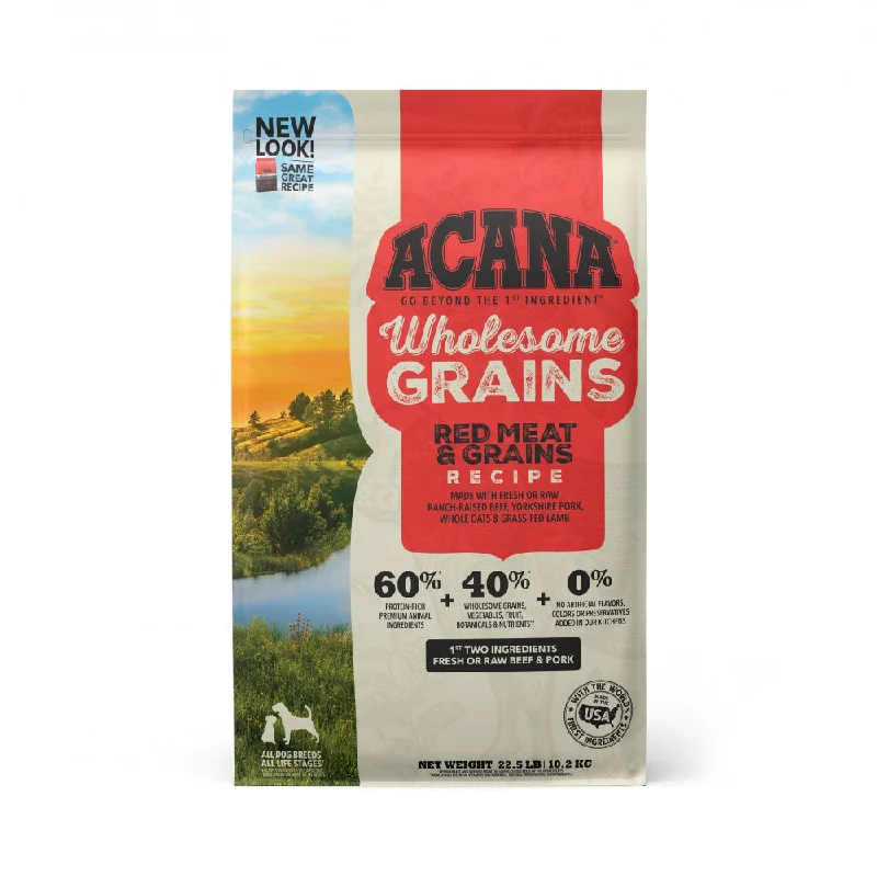 High-protein dog food with wild-caught fish for a clean protein source-ACANA + Wholesome Grains Red Meat Recipe Dry Dog Food