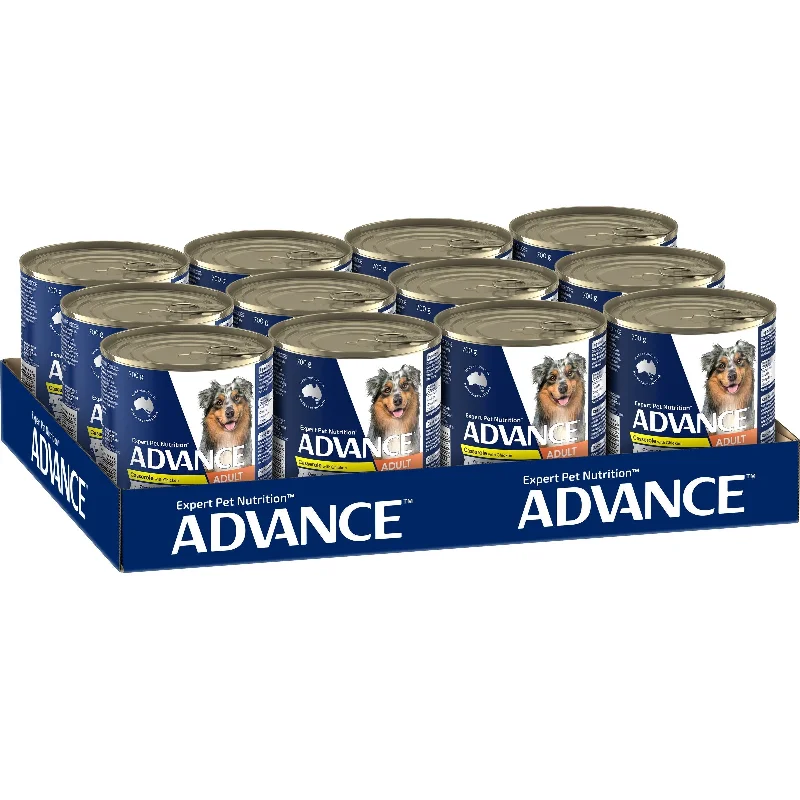 Premium dog food with freeze-dried raw pieces for added nutrients-Advance Casserole with Chicken All Breed Adult Dog Wet Food 700g x 12