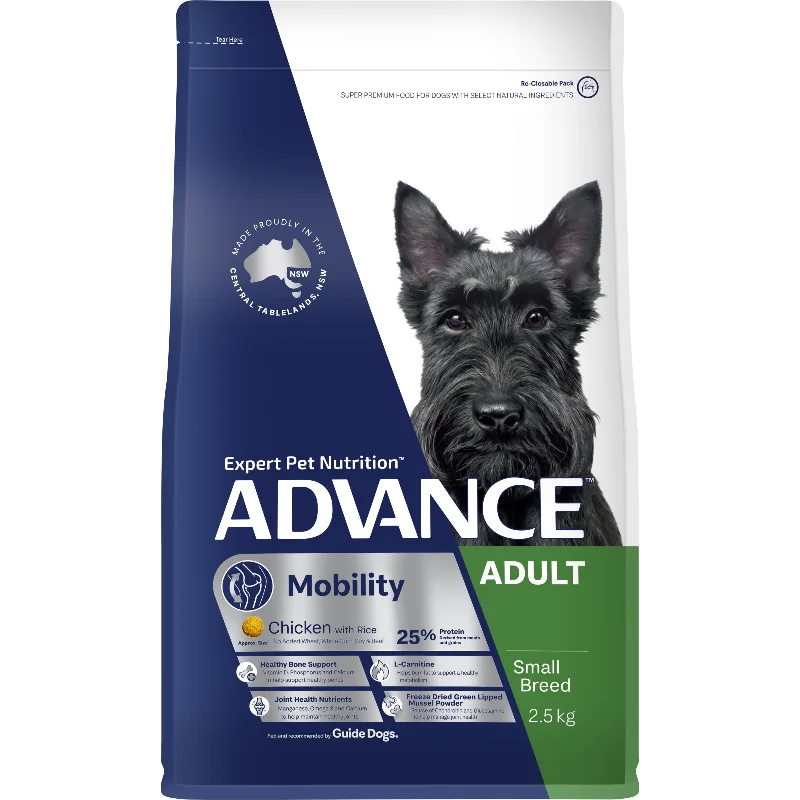 Grain-free dog food with sweet potatoes for better digestion and energy-Advance Chicken and Rice Adult Mobility Small Breed Dog Dry Food 2.5kg