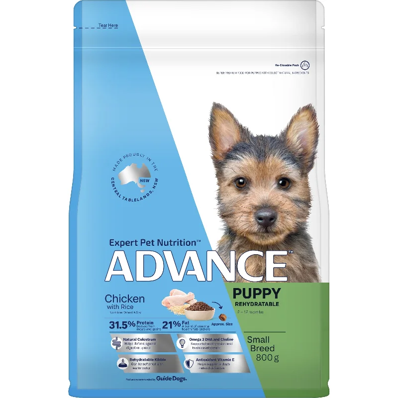 Dog food with added coconut oil for healthy skin, coat, and digestion-Advance Chicken and Rice Small Breed Puppy Rehydratable Dry Food 800G