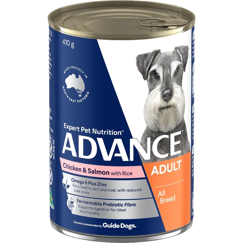 Best dog food with no fillers like corn, soy, or wheat for better digestion-Advance Chicken and Salmon All Breed Adult Dog Wet Food 410g