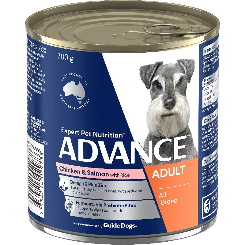 Best dog food for dogs with pancreatitis to support digestive health-Advance Chicken and Salmon All Breed Adult Dog Wet Food 700g