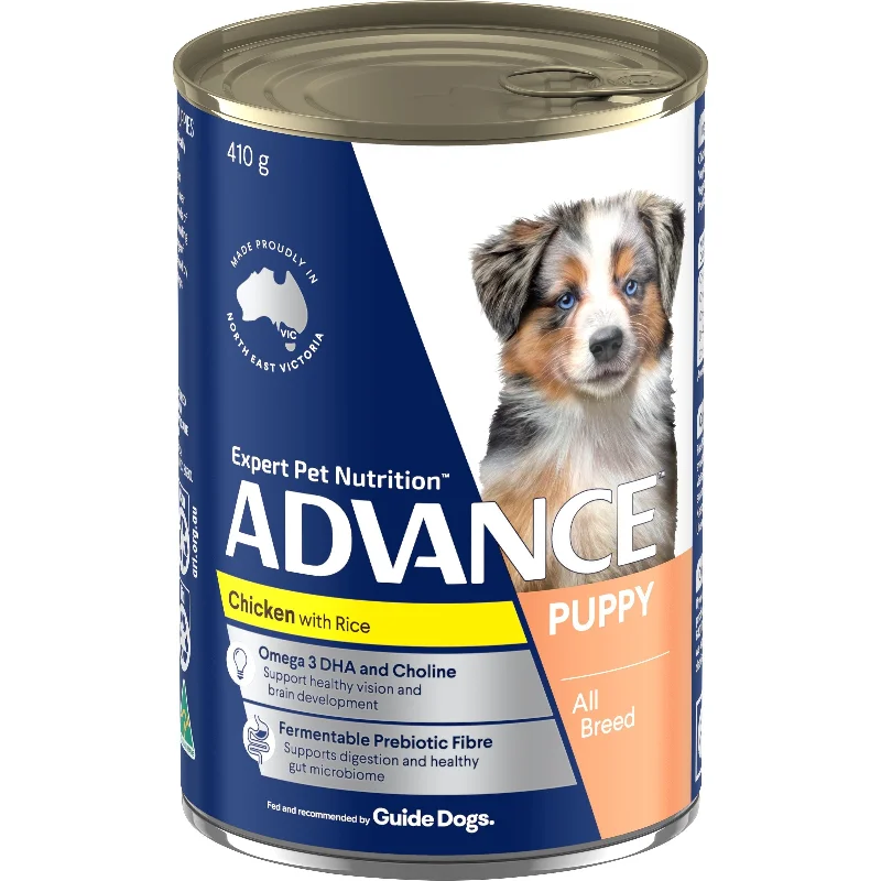 Best dog food for active puppies with energy-boosting ingredients and vitamins-Advance Chicken and Rice All Breed Puppy Wet Food 410g