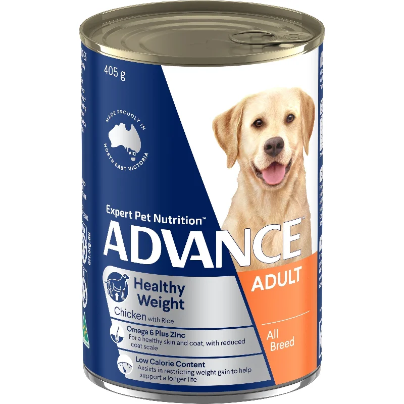 Grain-inclusive dog food with brown rice for balanced nutrition and fiber-Advance Chicken and Rice Weight Control Adult Dog Wet Food 405g