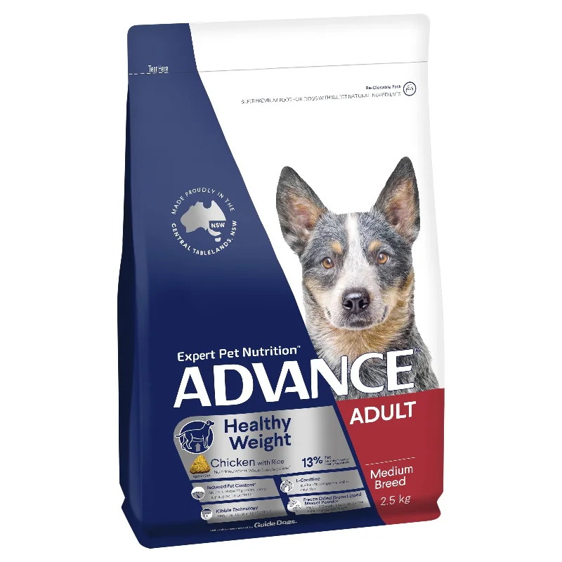 Best dog food with organic brown rice for a nutritious, whole-grain option-Advance Chicken and Rice Healthy Weight Medium Breed Adult Dog Dry Food 2.5kg