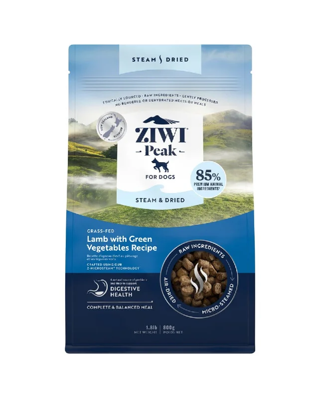 Limited ingredient dog food with venison for allergy-prone dogs-Steam & Dried Lamb with Green Vegetables Recipe Dog Food