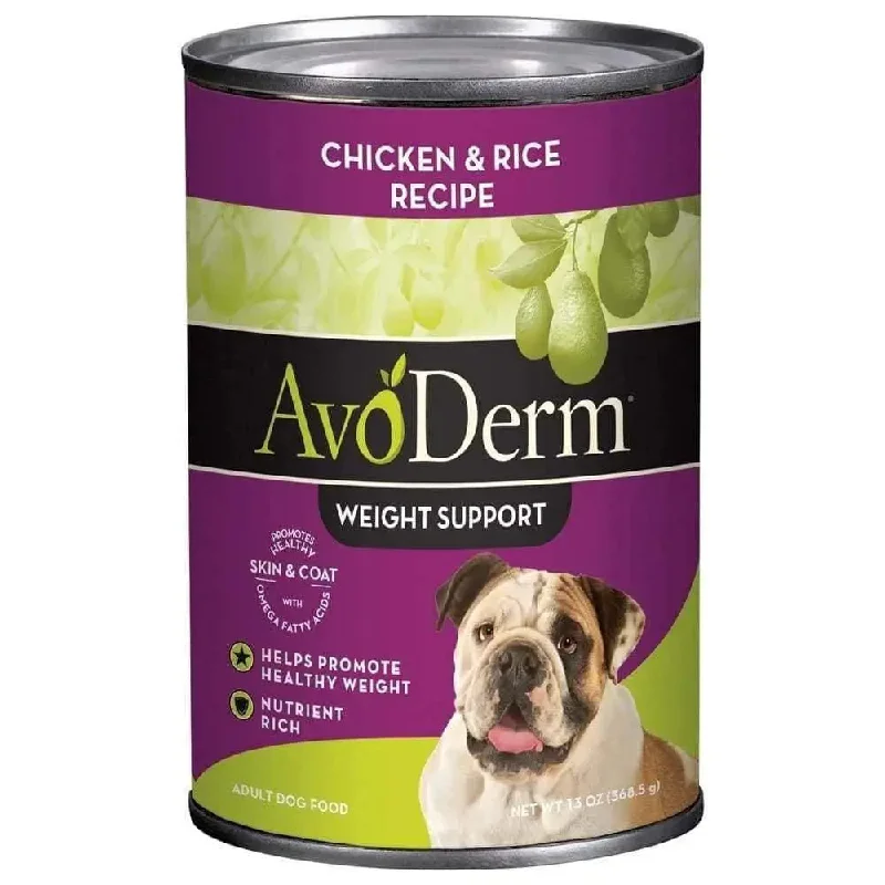 Best dog food for puppies with DHA for brain and eye development-AvoDerm Natural Chicken & Rice Weight Control Canned Dog Food 12ea/13oz