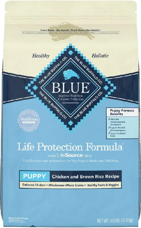 High-quality dog food with freeze-dried raw ingredients for added nutrition-Blue Buffalo Life Protection Natural Chicken & Brown Rice Recipe Puppy Dry Dog Food