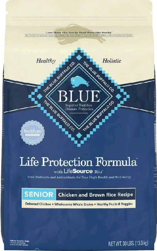 Best dog food for weight management with low-calorie and high-nutrient ingredients-Blue Buffalo Life Protection Natural Chicken & Brown Rice Recipe Senior Dry Dog Food