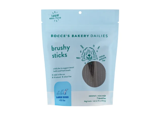 Grain-free dog food with sweet potatoes for better digestion and energy-Bocce's Bakery Dog Dailies Brushy Sticks Large 16 oz