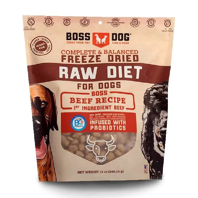 High-fiber dog food with pumpkin for better digestion and gut health-Boss Dog® Complete & Balanced Freeze Dried Raw Diet Dog Food 12 Oz