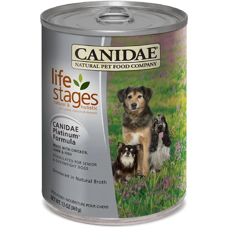 Wet dog food with real chicken and vegetables for a tasty treat-Canidae Canned Dog Food All Life Less Active Formula 13 oz.